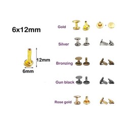 금속 더블 캡 리벳 스터드 라운드 네일 가죽 공예 수리 신발 가방 벨트 의류, 9. 6X12mm / B. Gun black, 1개