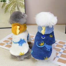 泰迪比熊絨衣 秋冬新款 小型犬適用 帶拉環 25星龍絨衣, 藍色,L, 1個