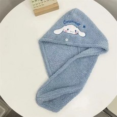 卡通珊瑚絨刺繡浴裙套裝：學生可穿可裹吸水柔軟浴袍、幹髮帽、髮帶組合，多款顏色可選，居家必備, 玉桂狗浴帽, 1個