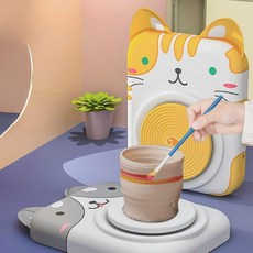 미니 도예 물레 귀여운 동물 도예기 diy 점토 전동도예기, 고양이(고급8점토)