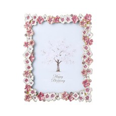 SWTHONY 5x7 Pink Floral Picture Frame Unique Memorial Photo Frame with Glass Front Tabletop Displ, SWTHONY 5x7 Pink Floral Pictur