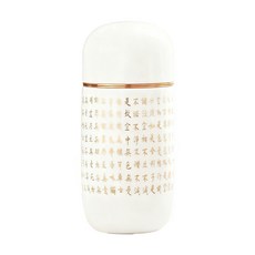 米黃色陶瓷經文寵物骨灰罐，小巧密封紀念罐，寵物殯葬用品, 1個