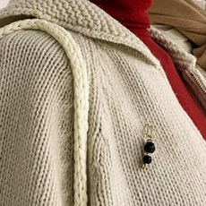 소형 블랙 진주 큐빅 브로치 장식옷핀, 1개