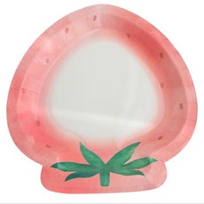 파이브K 신선한 딸기모양 종이일회용 접시, 1세트, 5개