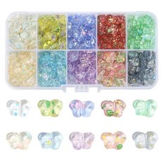 ECLATIS MakemadeDIY DIY 하이퀄리티 주얼리용 아크릴 야광 별 비즈 200개 어둠 속에서 벌크 혼합 색상 귀여운 스페이서 비즈 디자인 팔찌 목걸이 귀걸이 제, 버터플라이 - 300개