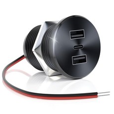 90W RV USB 콘센트 전체 알루미늄 12V/24V 충전 포트 3개 GIBBAB 36W PD3.0 Type-C+2 18W QC3.0 고속 충전 소켓 매립형 마운트 자동차