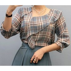 格紋雪紡上衣