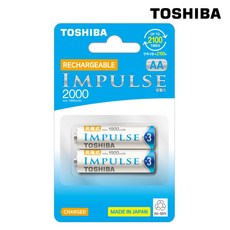 도시바 임펄스 니켈수소 충전 건전지 AA 2000mAh, 2개입, 1개