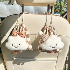 可愛雲朵炭包汽車用活性炭包 新車除甲醛除異味 車載竹炭包車內用品, 1個, 除甲醛祛異味炭包戴帽+咖波點雲朵-卡