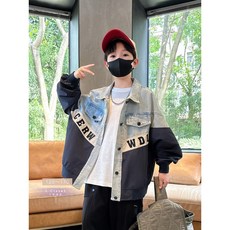 LC.kids現貨 中大童潮帥拼接牛仔外套 大童外套 男童外套 大童牛仔外套 男童牛仔外套