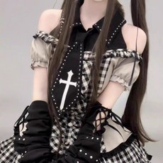 原創 噁役喵喵op 甜酷朋克少女 甜辣亞比風兩件套裝 lolita連衣裙