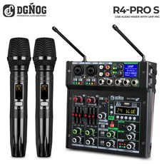 DGNOG R4-PRO S UHF 2채널 무선 마이크 오디오 믹서(USB 및 블루투스 연결 기능 포함) 24개의 DSP 32주파수