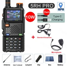 바오펑 5RH PRO GPS 무전기 10W 장거리 휴대용 멀티 밴드 AM 무선 주파수 복사 640채널 타입-C 충전 양방향, 05 5RH PRO-Kit 4