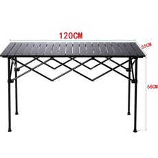 캠핑 테이블 캠핑 테이블 접이식 주방 테이블 휴대용 테이블 캠프 테이블 접이식 식사 실내 야외 알루미늄 합금 바베큐 피크닉 하이킹, 120x55x68cm