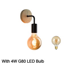 빈티지 Sconce 벽 조명기구 레트로 나무 램프 E27 실내 홈 장식 다이닝 룸 머리맡 침실 조명, MTWT G80 RDS, CHINA, 09 MTWT G80 RDS