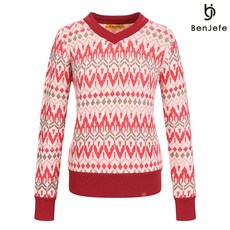 벤제프 여성 브이넥 패턴 스웨터