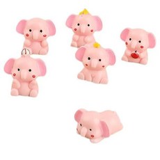 귀여운 핑크색코끼리 피겨 미니 피규어 6개 세트, 핑크 코끼리 6마리 콤비