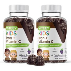 바이티 키즈 철분 비타민C 구미 포도맛 Viteey Kids Iron Vitamin C, 2개, 60정