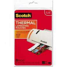 스카치 라미네이팅 파우치 5밀 4.33인치 x 6.33인치 광택 투명 20개입, 스카치 라미네이팅 파우치, 5밀, 4.33인치 x 6.