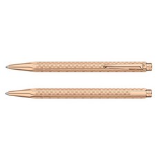 caran d'ache 卡達 艾可朵 Damier 棋盤格 原子筆套裝 搭配黑色皮革筆套 8902.567 瑞士, 玫瑰金, 1個裝