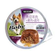 Boby 特級機能愛犬雞肉餐罐 80g 添加維生素E, 1個, 角切羊肉+雞肉+起司