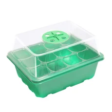 성장 조명이 있는 시드 스타터 트레이 시딩 스타터 키트 습도 돔 커버 실내 원예 식물 발아 트레이 5, 02 Green