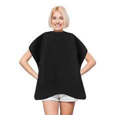 짧은 살롱 케이프 2개 방수 블랙 헤어 염색 망토 메이크업 아티스트 미용사 샴푸 미용실 스타일리스트 위한 조절 가능한 헤어컷 [호환], 짧은 살롱 케이프 2개 방수 블랙 헤어 염색 망토 메이