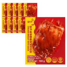 풀토래 소스 닭가슴살 매콤양념치킨맛 10팩 세트 100%국내산 식사대용, 10개, 100g