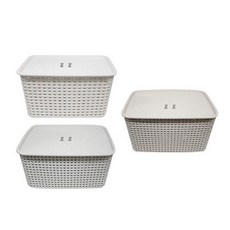 뚜껑 바구니-소(27.5x19.5xH13.7cm)색상랜덤 라탄패턴, 1개