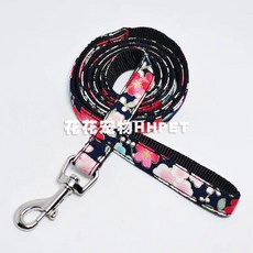 진돗개 시바견 스타일 레드 강아지 목줄 가슴줄 S 목줄, N. 검은 벚꽃 무늬 2미터 끈