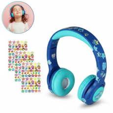 나비 키즈헤드셋 어린이 유아 청력보호 블루투스 접이식 무선 헤드폰 어학용 내장 마이크, NV196-CHD2G, 블루