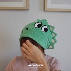 ARONSHOP 珊瑚絨 吸水包頭巾, 1個, 乾髮帽-恐龍款
