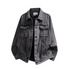 에쥬아 빈티지 데님자켓 흑청 캐주얼재킷 빅사이즈 오버핏 간절기 아우터