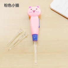 發光耳扒 LED照明安全掏耳勺, 1個, 粉色 小貓咪