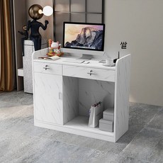 카운터 안내데스크 소형 인포메이션 데스크 좁은 공간형 테이블, K_화이트 대리석 이중 서랍장 100x40x92cm