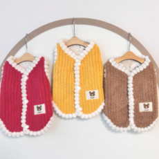 큐앤캐롯 강아지 후리스 조끼 겨울옷, 1개, 옐로우