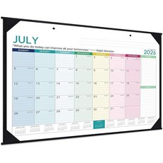 책상 달력 2025-2026 -18 월간 대형 2025-2026 55.9 x 43.2cm(22 17인치) 2025년 7월 - 2026년 12월 코너 프로텍터 유선 블록, 책상 달력 2025-2026 -18 월간 대형 2025