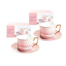Euro Gold 現代咖啡杯 2人組, 粉紅色, 1套