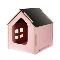 튼튼한 모던한 애완견 조립 반려묘 인테리어 펫 심플 아늑한 홈 원목 강아지 하우스, 핑크무문x매트, 1개
