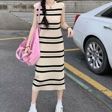 나시원피스 스트라이프 원피스 여성나시 여름 니트 롱원피스