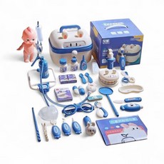 RABBIT 兒童醫療玩具套裝組，角色扮演醫生遊戲，附收納箱, 藍色, 1個