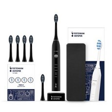 토트넘 홋스퍼 음파전동칫솔 + 무선충전 거치대 + 칫솔모 6p 세트, TOT-T3000(블랙)