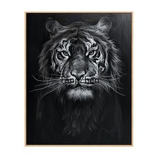 【TangZhen】유화그리기 유화그리기세트 호랑이 울부짖다 산림diy 디지털 유화 거실 서재 현관 호랑이 장식 괘화 수제 채색 아크릴 그림, 730034, 30x40cm블랙액자+물감+붓, 1개