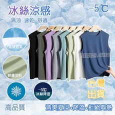 台灣出貨冰絲背心 無袖涼感上衣 男款速乾吸濕排汗運動背心