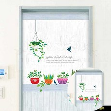 러블리아화분 현관문 시트지 스카이블루 주택 아파트 필름 원룸 도어