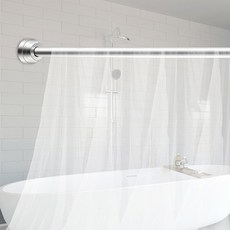 하이어데코 미끄럼방지 샤워 커튼봉 못없이 욕실 압축봉, 은색. 은빛.