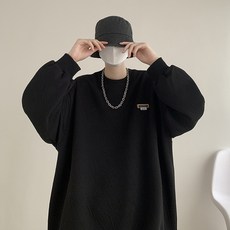 투니스 남성 패션 자수 루즈핏 라운드넥 맨투맨 티셔츠