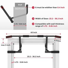 ONETWOFIT 핏 출입구용 풀업 바 199.6kg(440파운드) 튼튼한 상체 피트니스 운동 홈 체육관 운동용 멀티 그립 강도 벽걸이 도어 프레임 턱업 바 거의 모든 문용, ONETWOFIT 핏 출입구용 풀업 바, 199.6kg