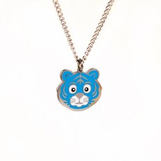 호랑이 미아방지 목걸이 랭이 써지컬스틸 미아방지목걸이 호랑이띠 범띠 목걸이 체인 아동 어린이 키즈실버 옐로랭 블루랭, 1개