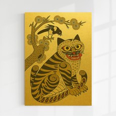 [인메이블] 돈들어오는 길운 호작도 4종 그림 액자 동양화 풍수 인테리어 현관 거실 캔버스 일출 거실 현관 복도 벽 대형, 03.DHR- 황금호작도